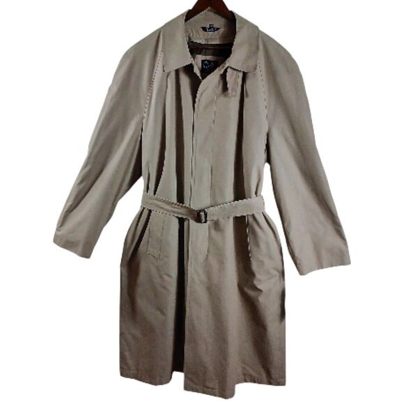 NWT Jos A Bank $350 Tan Trench Coat 44R Removable Plaid Wool Liner Belted Long - Picture 2 of 12